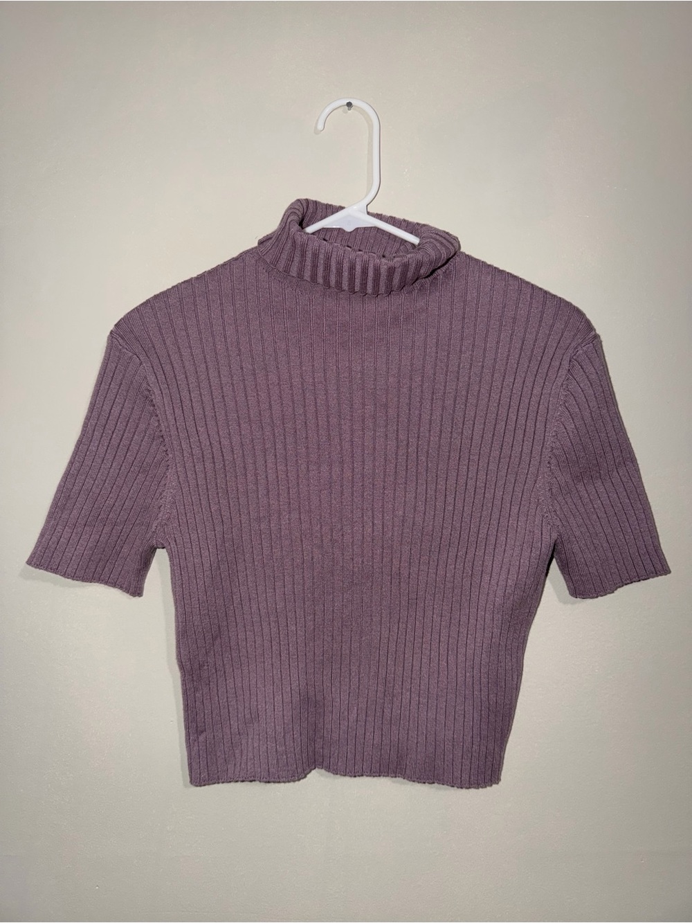 VICI Women’s Medium Mauve Ribbed Short Sleeve Turtleneck Sweater Top
